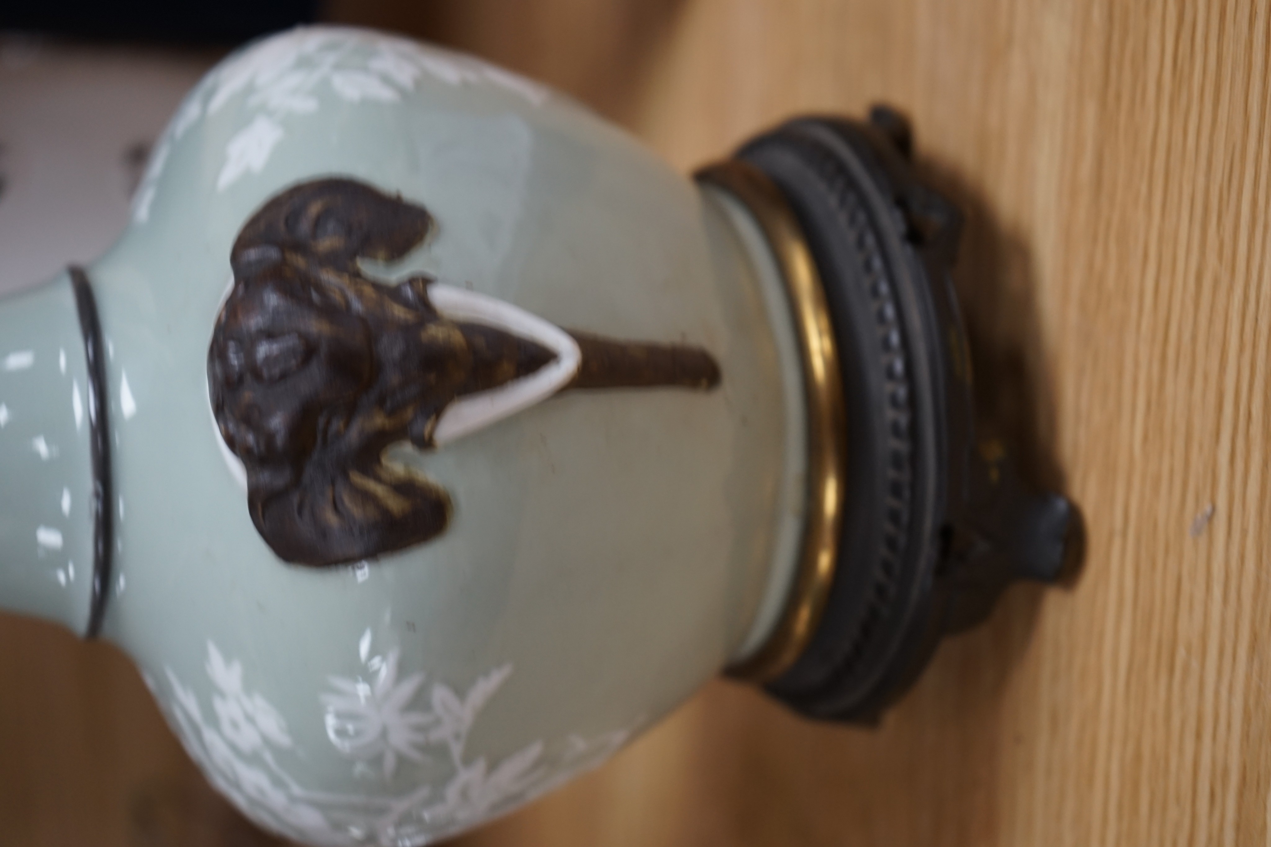 Four Chinese porcelain vases, one mounted as a lamp, 35cm